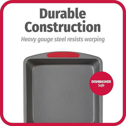 GoodCook MegaGrip Baking Pan with Silicone Grip Handles Square Non-Stick Heavy-Gauge Steel Cake Pan Baking Dish for Brownies Bread Cake Baked Goods & More, Dishwasher Safe, 8x8-Inch,
