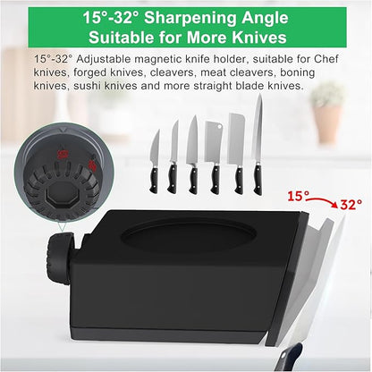 Rolling Knife Sharpener Kit - Crafted with Premium Stainless Steel | Kitchen Knife Sharpener Includes a 400 Grit Diamond Disc to Restore Sharpness and a Ceramic Disc to Polish and Smooth the Blade