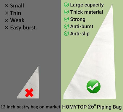 XXL 26 Inch Extra Large Piping Bags 100 Pack - Disposable Pastry Bags - Thick Anti-Burst Pastry Icing Frosting Piping Bags For Decorating Cupcakes Cakes Cookies (Extra 26 Inch-100 Pack)