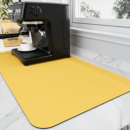 Coffee Mat - Absorbent Hide Stain Rubber Backed Dish Drying Mat for Kitchen Counter - Bar Mats for Countertops Accessories Fit Under Coffee Maker Espresso Machine