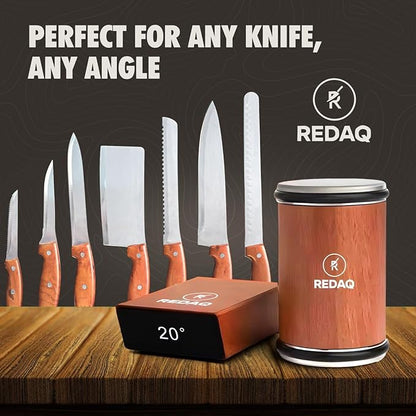 Magnetic Rolling Knife Sharpener Kit, 2-Angle Diamond System (15° & 20°), Restore Dull Knives Fast with Dual Grits, Safe and Fast Sharpening for Kitchen & Outdoor Knives