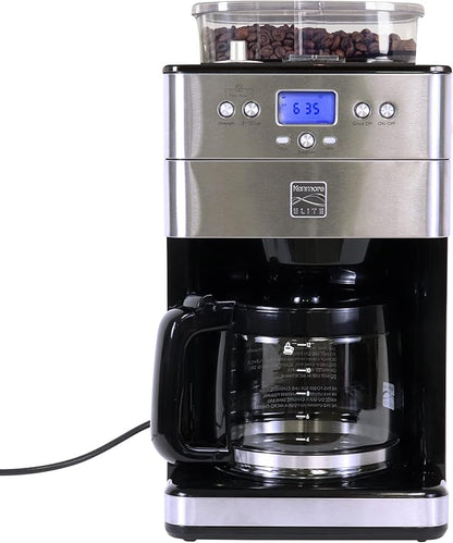 Kenmore Elite Grind and Brew Coffee Maker - Built-In Grinder, Automatic Drip Coffee Machine, 12 Cup Programmable Brewer, Bean Grinder and Ground Coffee Brewer, Coffee Maker and Grinder Combo