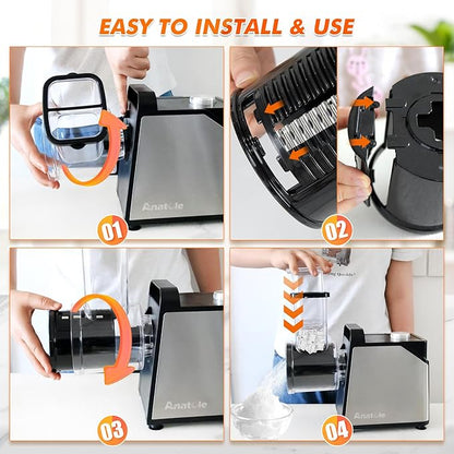 Anatole Electric Cheese Grater 7 Blades Ice Shaver Stainless Steel Vegetable Shredder 250W BPA-Free 110V