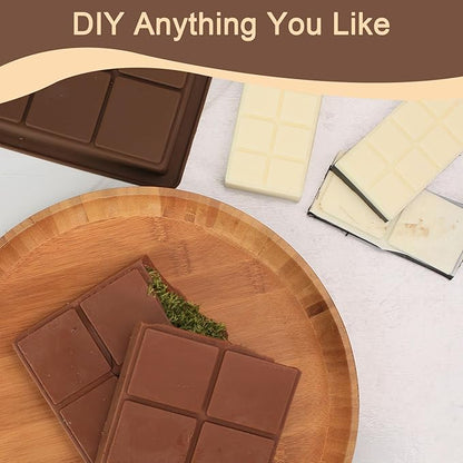Chocolate Bar Mold, 1 Inch Deep Chocolate Molds Silicone for Homemade Dubai Pistachio/Candy/Snacks, 2 Pcs Large Silicone Molds with Three Bars Cavities, Food Grade and Break Apart