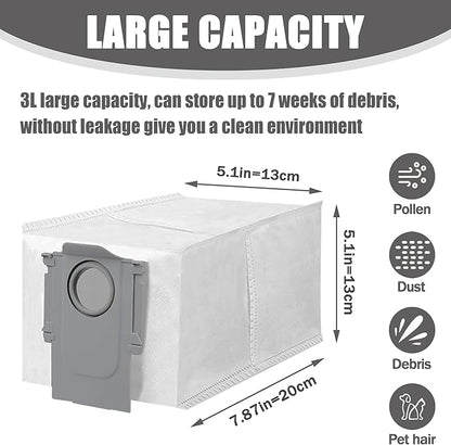 8 Pack Dust Bags Compatible With Roborock Q Revo Qrevo S Qrevo MaxV Qrevo Pro Qrevo Curv Qrevo Edge Qrevo Slim Qrevo Master S8 MaxV Ultra S8 Max Ultra Robot Vacuum Bags Disposable Bag Accessory