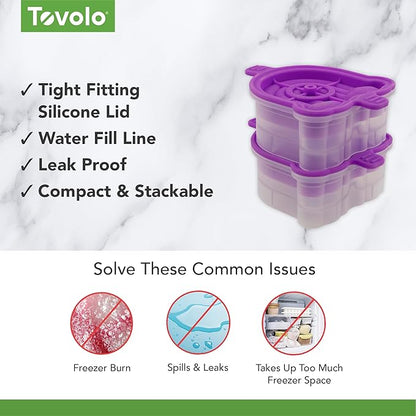 Tovolo Ice Cubes Mold Pack of 2 Large Craft Ice Molds for Whiskey Bourbon Cocktails, Easy Fill No Leak Silicone Ice Molds Gift for Him Stackable Dishwasher Safe BPA Free Heart Ice