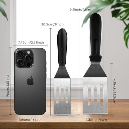 Metal Spatulas 1 PC, Stainless Steel Spatula with Heat Resistant Handle, 9.8 Inch Stainless Steel Spatula Ideal for Desserts, Pancakes, Eggs, Griddle Scraper or BBQ