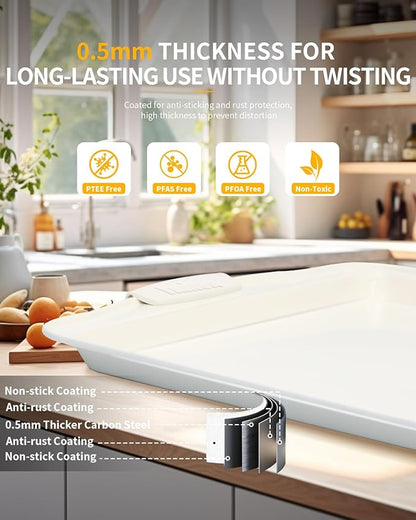Baking Pans Set with Silicone Handles, 34 PCS Nonstick Bakeware Sets, Oven Pan Set Includes Baking Tray, Cookie Sheet, Cake Pans, Loaf Pan, Muffin Pan, Pizza Pan