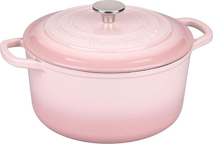 Enameled Cast Iron Dutch Oven Pot with Lid, for Sourdough Bread Baking, Round Dutch Ovens, 4.5 Quart, Pink