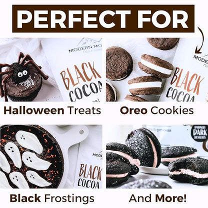 Black Cocoa Powder (1 lb) Bake the Darkest Chocolate Baked Goods, Achieve Rich Chocolate Flavor, All-Natural Substitute for Black Food Coloring, Dutch-Processed Cocoa Powder, Unsweetened, Extra Dark, Fair Trade Certified