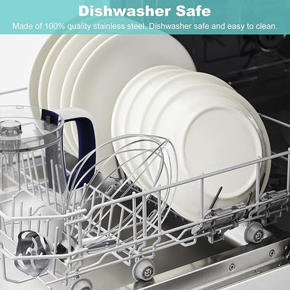 Wire Whip for KitchenAid Stand Mixer, airkitrep K5AWW Whisk Replacement, Stainless Steel 6 Wire Whip Attachment, Balloon Whisk Fit for Kitchen Aid 5 Quart Bowl-Lift, Ideal for Beating Eggs, Cream