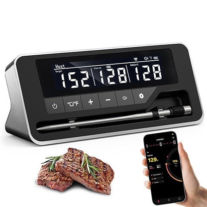 Meat Thermometer Wireless, 800FT Bluetooth Digital Thermometer with Smart APP, Temp Precise Improved by 100%, Instant Read Food Thermometer with Alerts for Oven Smoker BBQ Grill