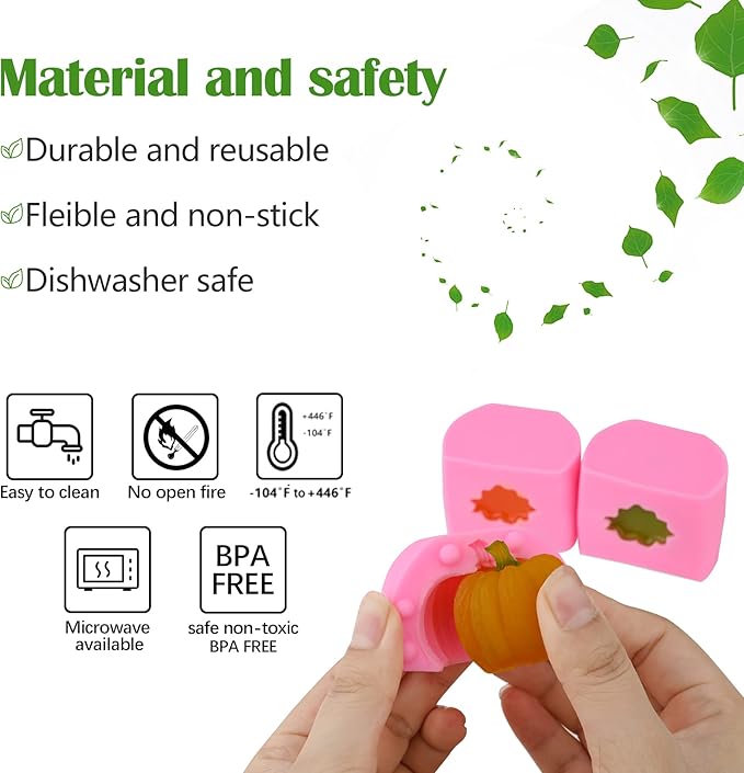 Actvty 3D Pumpkin Silicone Molds, 6 Pcs Half a Pumpkin Chocolate Candy Fondant Mold for Halloween Thanksgiving Fall Baking, Cake Decoration, Soap Candle Clay Resin Casting