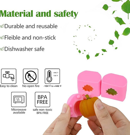 Actvty 3D Pumpkin Silicone Molds, 6 Pcs Half a Pumpkin Chocolate Candy Fondant Mold for Halloween Thanksgiving Fall Baking, Cake Decoration, Soap Candle Clay Resin Casting