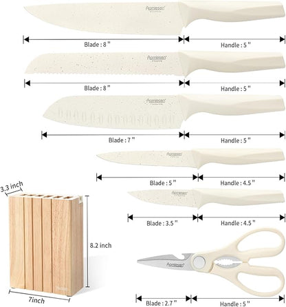 Premium Quality 8-Piece Knife Set with Block, Lightweight and Strong, ﻿ Ergonomic Handles for Home,Dishwasher Safe ﻿