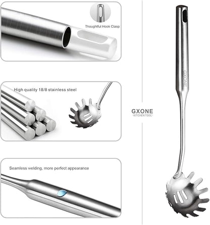 Spaghetti Spoon,304 Stainless Steel Pasta Spoon,Silver/13.8Inch