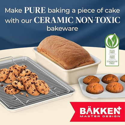 Square Cake Pan - Aluminized Steel, Ceramic Non-Stick Coating, Non-Toxic, Ideal Size, Heavy-Duty, Elevate Your Baking with Durability and Style!