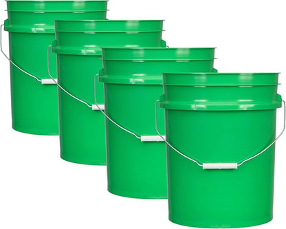 House Naturals 5 Gallon Premium HPDE Plastic Bucket - Made in USA Food Grade Storage Container, BPA Free All Purpose Pail (4, Green)