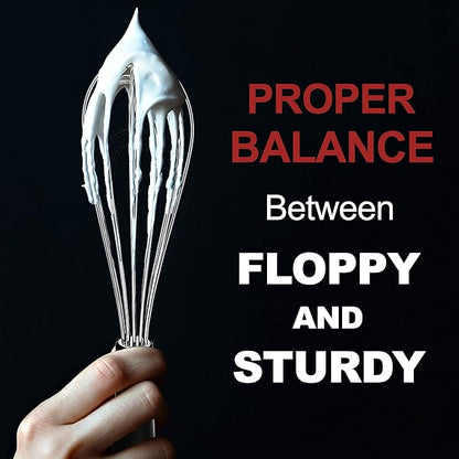 Anaeat Stainless Steel Kitchen Whisk Set of 5, Milk and Egg Beater Blender with Thick Wire for Whisking, Cooking, Baking, Beating and Stirring - 5"+7" Mini Whisk and 8.5''+10.5''+12'' Balloon Whisks