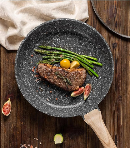 Nonstick Frying Pan Skillets 3-Piece Set 8/9.5/11 inch, Granite Coating Omelette Pan, 100% PFOA free Cookware Pan, Non Stick Stone Frying Pan Skillets Set
