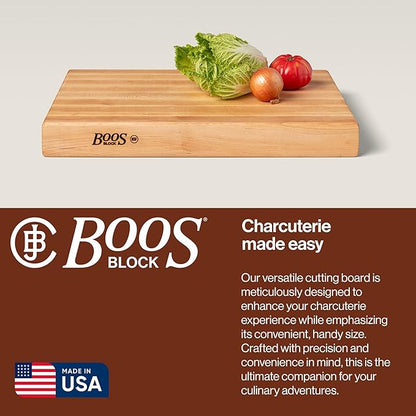 John Boos RA-Board Series Rectangular Wood Bamboo Maple Cutting Board 20”x15” – 2.25” Thick, 20-lb Reversible Butcher Block with Edge-Grain & Finger Grips – Made in the USA