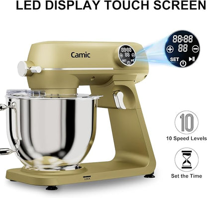 8.45 QT All Metal Dough Mixer,10 Speed Large Capacity Kitchen Stand Mixer with Digital Timer & Tilt-Head, Electric Mixer with Whisk Dough Hook Mixing Beater for Baking,Cakes,Cookie,Bread,Salad