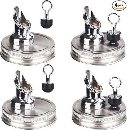 Mason Jar Pour Spouts. free flow Mason Jar Pour Spouts, mason jar for spout regular mouth size 70mm dispenser germination cover. Suitable for any liquid (4 pieces stainless)