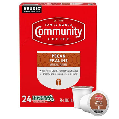 Community Coffee Southern Pecan Praline Flavored 24 Count Keurig K-Cup Coffee Pods, Medium Roast, 24 Count (Pack of 1)