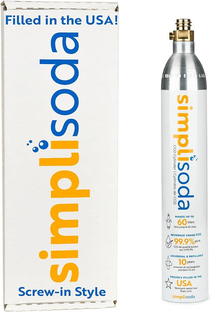 60L CO2 Canister Cylinders - Compatible w/Sodastream BLUE Screw-In Only, Ninja Thirsti, Philips, and More - Threaded Style Soda Streaming Machine CO2 Tanks Gas Refill, | 14.5 oz, 1 Pack