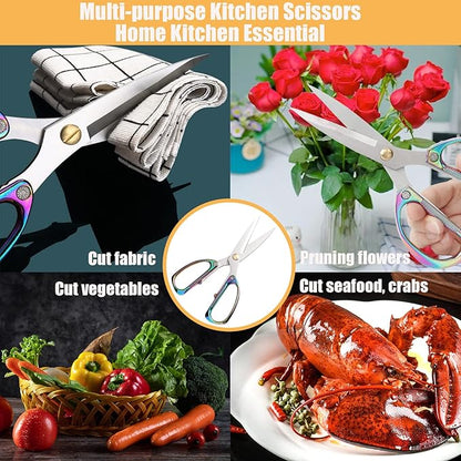2-Piece Kitchen Shears Set, Heavy Duty Professional Poultry Meat Scissors,Multi-Purpose Stainless Steel, Dishwasher Safe