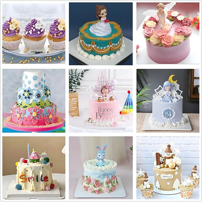 193 Pcs Cake Decorating Kit with Cake Turntable,Cake Leveler,24 Numbered Icing Tips,2 Spatulas,2 Couplers,3 Comb Scrapers,50 Pastry Bags,50 Paper Cupcake Liners,50 Cake Flags