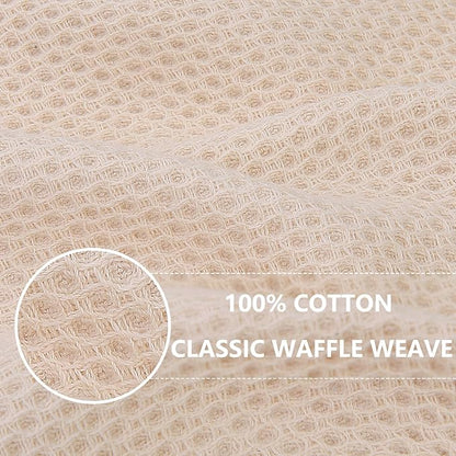 Homaxy 100% Cotton Waffle Weave Kitchen Dish Cloths, Ultra Soft Absorbent Quick Drying Dish Towels, 12 x 12 Inches, 12-Pack, Beige
