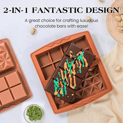 1 Inch Chocolate Bar Mold Deep Dubai Stuffed Chocolate Molds Silicone Large Break Apart Silicone Molds (Mix,1 Pc）