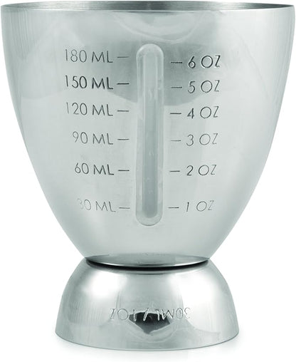 True Vista Stainless Steel Double Jigger for Bartending, Cocktail Measuring Jiggers for Margarita, Whiskey Sour, Bloody Mary, Mocktails and Other Drinks, Home Bar Accessories, 6 oz & 1 oz, Set of 1