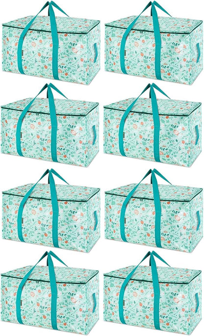 BALEINE 8-Pack Oversized Moving Bags with Reinforced Handles, Heavy-Duty Storage Tote for Clothes, Moving Supplies (Spring Stroll, 8-Pack)