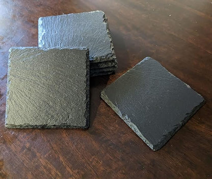 Rev Up Your Ride: V-Twin Engine Coasters for Bikers - Square Slate - Set of 4