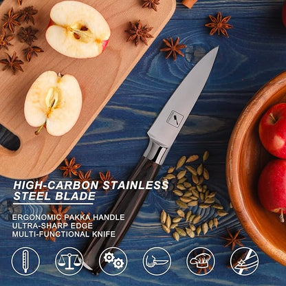 imarku Paring Knife - Paring Knives, 3.5 Inch Small Kitchen Knifes - Japanese SUS440A Stainless Steel Fruit Knife, Ergonomic Pakkawood Handle, Ultra Sharp Blade, Unique Gifts for Men and Women