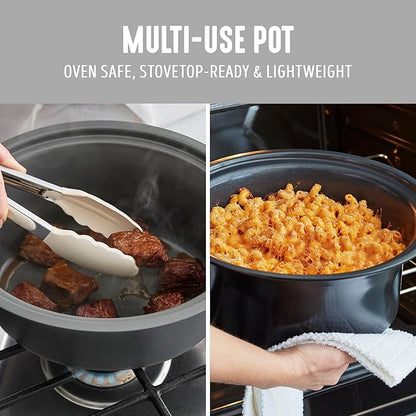 GreenLife 3.5QT Slow Cooker, Non-Toxic PFAS-Free Ceramic Nonstick Removable Interior Bowl, Programmable, Keep Warm, Stovetop & Oven Safe, Dishwasher Safe Parts, Glass Lid, White