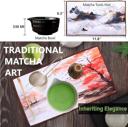 Matcha Whisk Holder Matcha Chasen Whisk Stand Ceramic Holder fit for Traditional Japanese Tea Ceremony Starter Matcha Tools Matcha Bowl (Green Matcha Bowl)