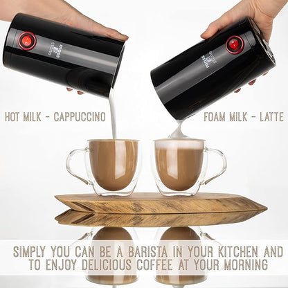 Moss & Stone Electric Milk Frother Latte Art Steamer, Electric Cappuccino Machine And Milk Warmer, Hot Foam Maker and Milk Warmer for Latte, Cappuccinos, Macchiato, Hot Chocolate Milk