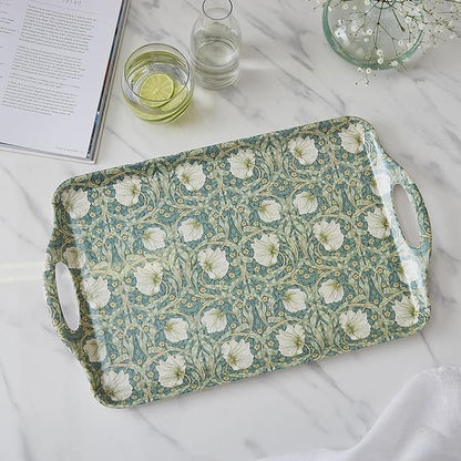 Pimpernel Morris & Co Privat Melamine Tray with Handles - Pastel Floral Serving Tray for Entertaining, Garden Dining, Afternoon Tea Display - Lightweight & Durable 19 x 12 Inch Serveware