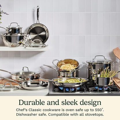 Cuisinart 722-20 8-Inch Chef's-Classic-Stainless-Cookware-Collection, 8", Open Skillet