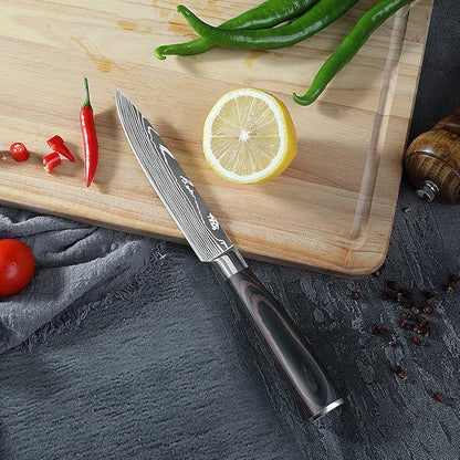 Paring Knife Set, 3.5'' Fruit Knife and 5'' Utility Knife, Sharp High Carbon Stainless Steel Small Kitchen Knives, Forged Peeling and Vegetable Cutting Knives with Gift Box