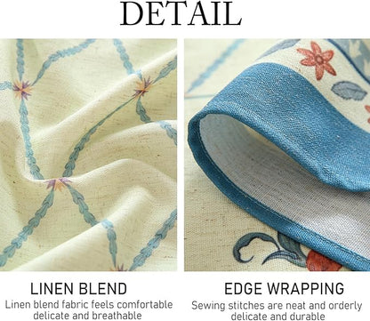ISAENNE Designer Linen Floral Long Rectangle Tablecloth,Light Green Farmhouse Durable Table Cloth,Washable Decor Tablecloths for Dining Kitchen Thanksgiving Christmas,63"*94"-Floralsea B