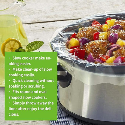 20 Count Disposable Slow Cooker Liners and Cooking Bags | Extra Large Size Fits 6-10QT Pot, 14"x 22" | Suitable for Oval & Round Pot, BPA Free (1 Pack)