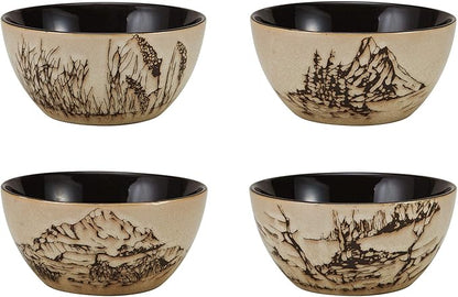 Mossy Oak Animal Print 16 Piece Dinnerware Set, Service for 4, Black and Beige