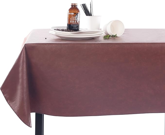 Yourtablecloth Heavy Duty Vinyl Rectangle or Square Tablecloth – 6 Gauge Heavy Duty Tablecloth – Flannel Backed – Wipeable Tablecloth with Vivid Colors & Many Sizes 52 x 70 Black