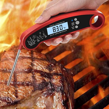 Cooking Thermometer,IP67 Waterproof Digital Meat Thermometer with Backlight, Calibration & Hold Function，Food Thermometer for Cooking,Outdoor Grilling,Candy Making