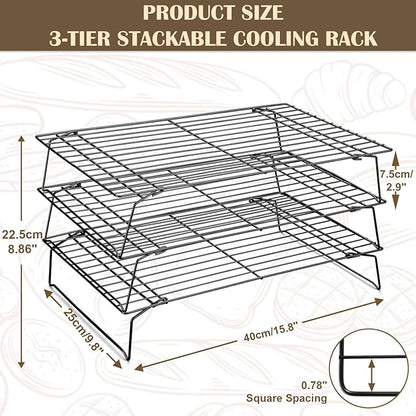 Cooling Racks - 3P Stackable Tall Baking Racks, 10 * 16 Inch Stainless Steel Wire Rack for Baking Sheet, Cooling Racks for Cooking and Baking, Oven and Dishwasher Safe