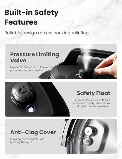 COMFEE’ 16 in 1 Electric Pressure Cooker Instant Multi Cooker Olla de Presion Non-Stick Pot Yogurt Maker Rice Cooker Sauté Steamer 8 Quarts Stainless Steel